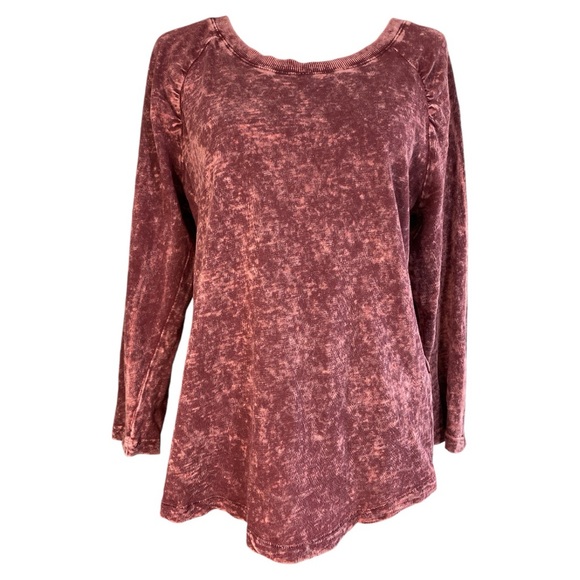 Pilcro Tops - Pilcro (Anthropologie) Mineral Washed Long Sleeve Tee Burgundy Red Size L